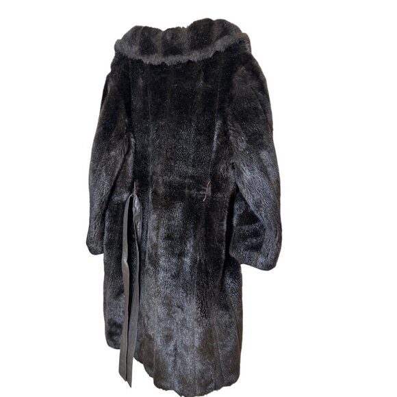 Vintage Womens Faux Fur Double Breasted Coat Size M/L Brown Wide Collar Lined - Picture 13 of 16